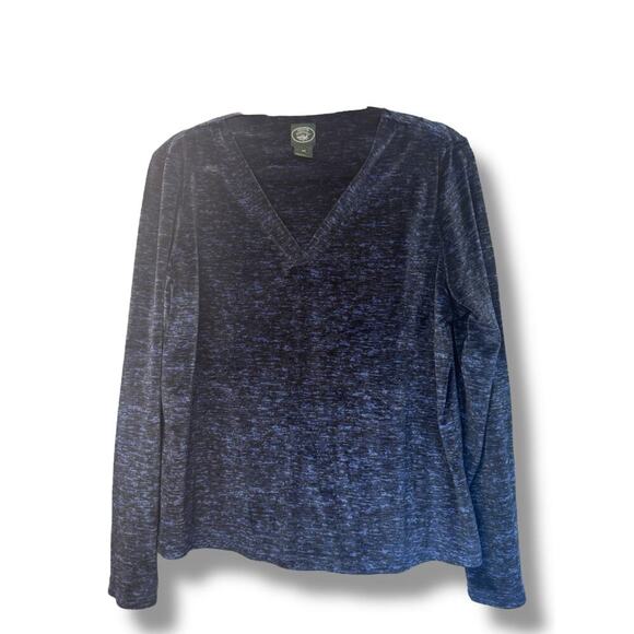 Laura Ashley Y2K Blue Velour V-Neck Top Women Medium 90s/2000s Retro Loungewear - Picture 1 of 3